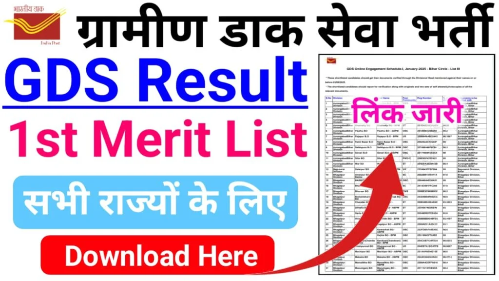 India Post GDS 1st Merit List 2026